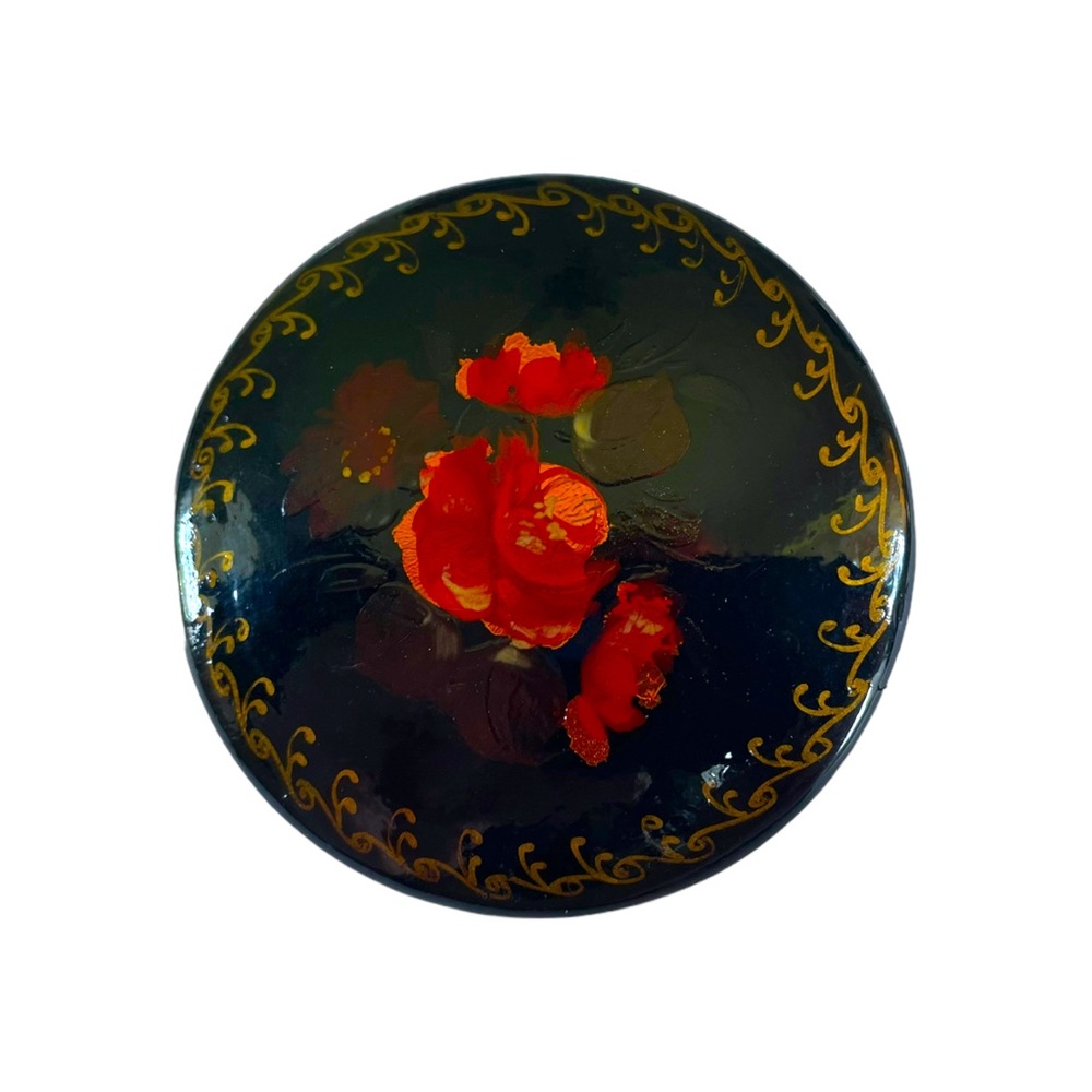 Vintage Painted Wooden Brooch